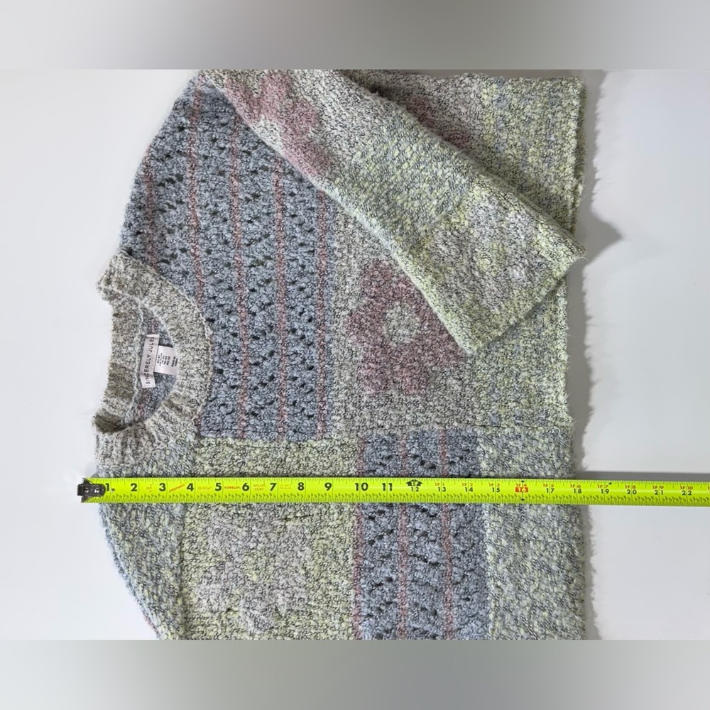 Sincerely Jules Cropped Length Wool Blend Patchwork Sweater Women's XS Pastel - Picture 7 of 7